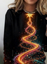 Retro Weihnachtsbaum Rundhals Langarm T-Shirt