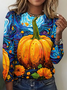 Retro Halloween Rundhals Langarm T-Shirt