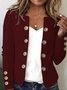 Damen Unifarben Frühling/Herbst Oberbekleidung Urban Geknöpft Langarm Gekerbt Regelmäßig Blazer