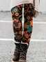 Damen Geblümt Lässig Alle Jahreszeiten Print Lang Leggings