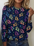 Retro Halloween Rundhals Langarm T-Shirt
