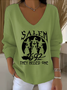Damen Baumwolle Textbriefe Langarm Bequem Lässig Pullover