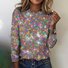 Retro Geometrisch Rundhals Langarm T-Shirt