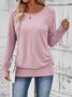 Lässig Unifarben Rundhals Langarm T-Shirt