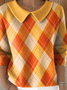 Damen Nachahmung Kaschmir Gestreift Langarm Bequem Retro Pullover
