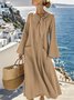 Damen Unifarben Frühling/Herbst Nahtverarbeitung Kleid Rundhals Langarm Tanktop A-Linien-Kleid
