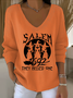Damen Baumwolle Textbriefe Langarm Bequem Lässig Pullover
