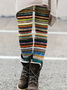 Damen abstrakte Streifen Lässig Alle Jahreszeiten Print Lang Leggings