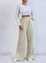 Damen Unifarben Lang Elastische Taille Hose Lässig Frühling/Herbst Hose