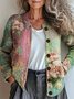 Damen Gestrickt Verlaufsmuster Langarm Bequem Retro Strickjacke