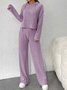 Damen Unifarben Geprägt Zweiteiliges Set Täglich Langarm Lässig Frühling/Herbst Bluse mit Hose Matching Set