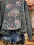 Lässig Rundhals Geblümt Sweatshirt Print