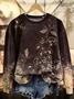 Lässig Rundhals Geblümt Sweatshirt Print
