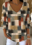 Damen Baumwolle Geometrisch Langarm Bequem Lässig Pullover