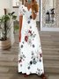 Damen Geblümt Frühling/Herbst Print Kleid V-Ausschnitt Langarm T-Shirt-Kleid A-Linien-Kleid