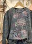 Lässig Rundhals Geblümt Sweatshirt Print