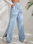Damen Unifarben Lang Elastische Taille Hose Lässig Frühling/Herbst Hose