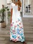 Damen Geblümt Frühling/Herbst Print Kleid V-Ausschnitt Langarm T-Shirt-Kleid A-Linien-Kleid