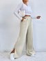 Damen Unifarben Lang Elastische Taille Hose Lässig Frühling/Herbst Hose