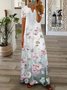 Damen Geblümt Frühling/Herbst Print Kleid V-Ausschnitt Langarm T-Shirt-Kleid A-Linien-Kleid