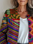 Damen Abstrakt Langarm Bequem Retro Print Strickjacke