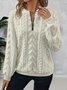 Retro Rundhals Unifarben Sweatshirt