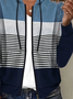Damen Frühling/Herbst Oberbekleidung Lässig Print Gestreift Langarm Kapuze Jacke