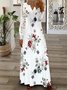 Damen Geblümt Frühling/Herbst Print Kleid V-Ausschnitt Langarm T-Shirt-Kleid A-Linien-Kleid