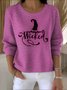 Damen Baumwolle Halloween Langarm Bequem Retro Pullover