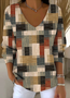 Damen Baumwolle Geometrisch Langarm Bequem Lässig Pullover