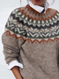 Damen Abstrakt Langarm Bequem Lässig Print Pullover
