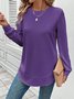 Retro Rundhals Unifarben Sweatshirt Jacquard
