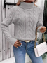 Damen Unifarben Langarm Bequem Lässig Pullover