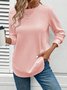 Retro Rundhals Unifarben Sweatshirt Jacquard