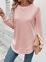 Retro Rundhals Unifarben Sweatshirt Jacquard