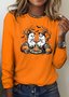 Retro Halloween Rundhals Langarm T-Shirt