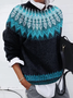 Damen Abstrakt Langarm Bequem Lässig Print Pullover