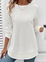 Retro Rundhals Unifarben Sweatshirt Jacquard