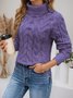 Damen Unifarben Langarm Bequem Lässig Pullover