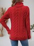 Damen Unifarben Langarm Bequem Lässig Pullover