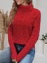 Damen Unifarben Langarm Bequem Lässig Pullover