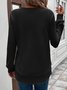 Retro Rundhals Unifarben Sweatshirt Jacquard