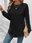 Retro Rundhals Unifarben Sweatshirt Jacquard