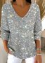 Damen Baumwolle Polka Dots Langarm Bequem Lässig Pullover