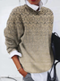 Damen Ethnisch Langarm Bequem Lässig Print Pullover