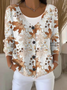 Damen Ahornblatt Langarm Bequem Lässig Strickjacke