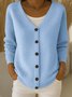 Damen Baumwolle Geometrisch Langarm Bequem Lässig Strickjacke