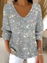 Damen Baumwolle Polka Dots Langarm Bequem Lässig Pullover