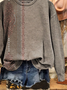 Lässig Rundhals Ethnisch Sweatshirt Print