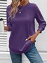 Retro Rundhals Unifarben Sweatshirt Jacquard